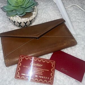 Cartier Tan Leather Envelope Wallet